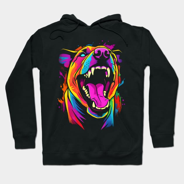 Retro Pop art Pitbull Dog Breed Art Hoodie by RuftupDesigns